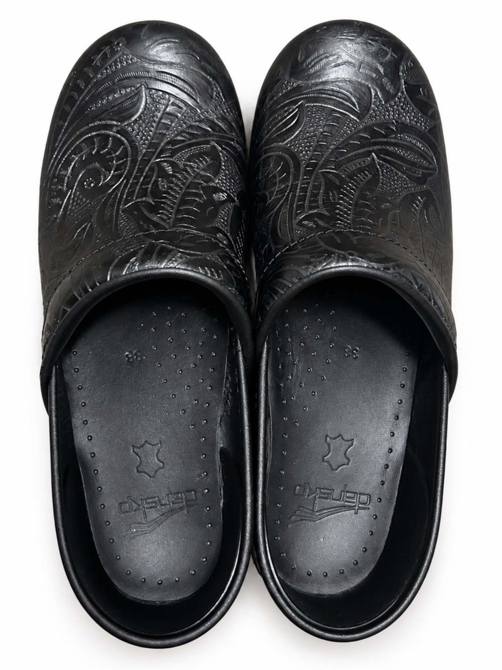 Dansko Black Embossed Clogs Sz 38